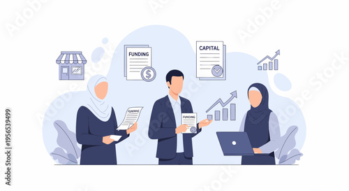 Business people discussing funding and capital for startup company.