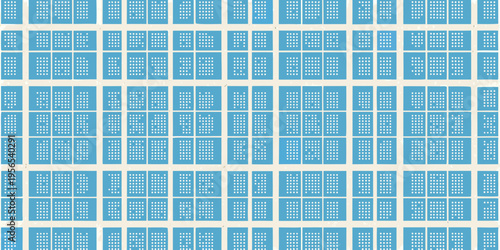 A grid of numerous blue rectangles each containing small dark text