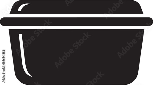 A minimalist black icon of a rectangular food storage container with a lid for kitchen storage Vector, illustration