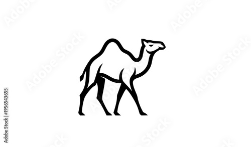 Stylized camel silhouette logo icon desert animal branding vector illustration