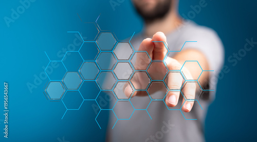 A man's hand interacting wi...