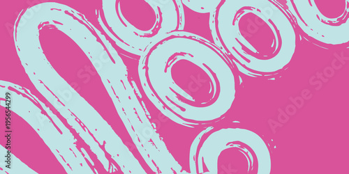 Abstract swirls and loops in bright pink and turquoise hues