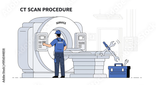 CT Scan Machine Maintenance: Technician Servicing Medical Equipment