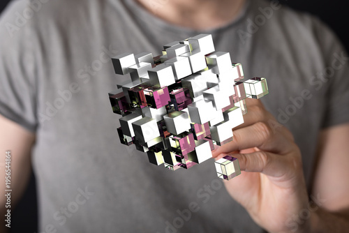 A person holding a futurist...