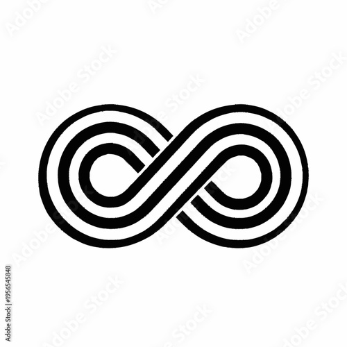 Black and white infinity symbol with thick lines.