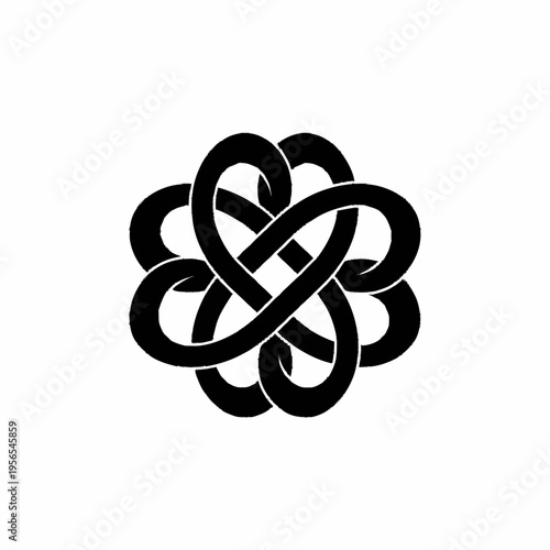 Black Celtic knot symbol representing eternal love and interconnectedness.