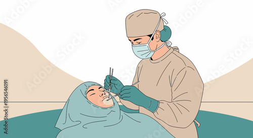 Dentist Performing Dental Surgery with Patient in Operating Room