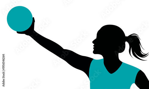  Handball. A woman throws a ball.