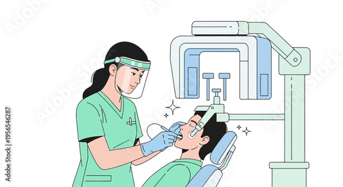 Dentist Performing 3D Dental Scan with Modern Equipment on Patient