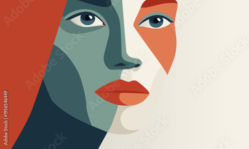  A woman's face in a cubist style