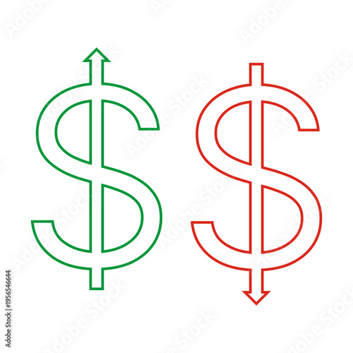 Green Red Hollow USD Arrow Icons