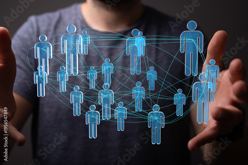 Person showing a network of...