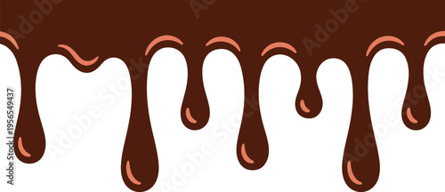 Rich Chocolate Sauce Dripping Down in Flowing Drops, Decadent Food Design vector illustration
