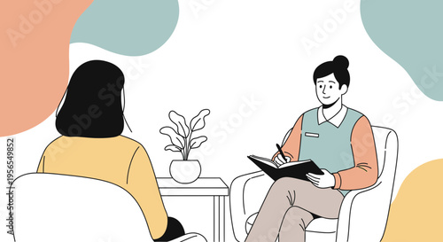 Therapist and patient in a session, mental health support, counseling, psychology concept