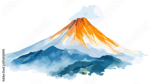 Cotopaxi Volcano. Cotopaxi Volcano hand drawn watercolor illustration