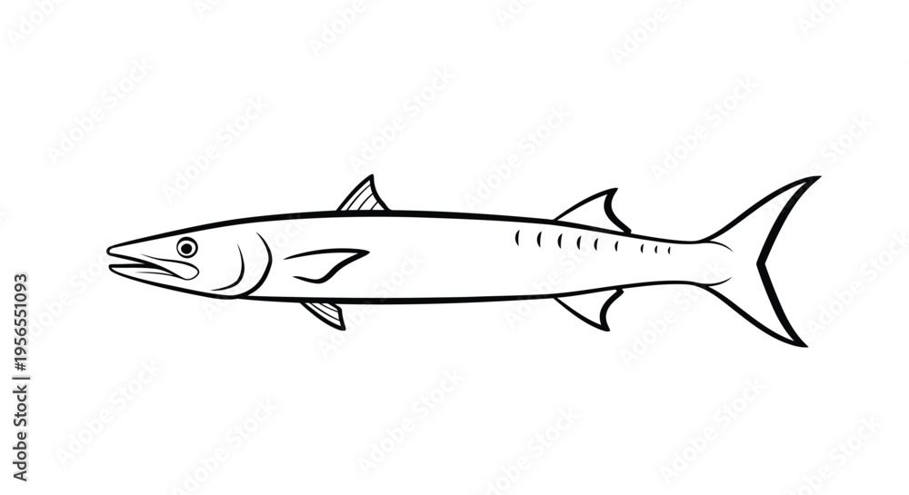 Obraz premium Black and white illustration of a fish isolated on white background