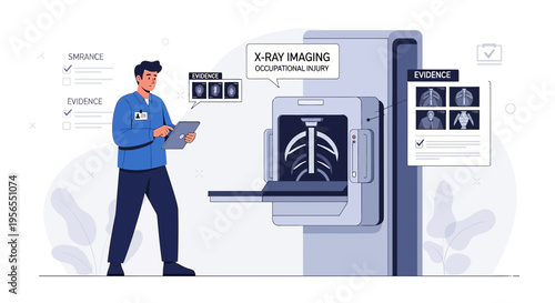 Doctor analyzes X-ray imaging of lungs on futuristic medical display