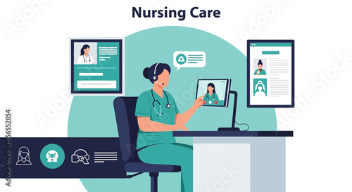 Telehealth Nurse Providing Online Medical Consultation via Video Call