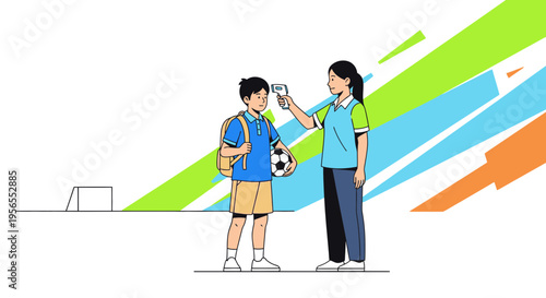 Student temperature check before school sports, preventing COVID-19 spread