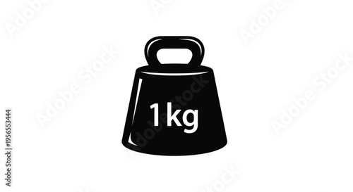 Black silhouette of 1kg weightlifting dumbbell icon symbol isolated on white background