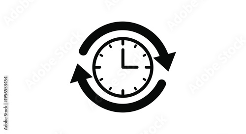 A circular clock with arrows indicating time s passage silhouette
