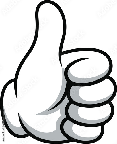 Thumbs Up Hand Gesture Sign Showing Approval and Positivity, Clean Cartoon Outline Style Vector Illustration
