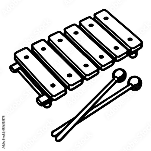 Xylophone Instrument Vector Illustration with Mallets for Music and Leisure