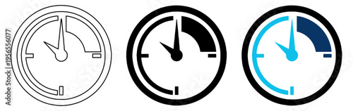 Minimalist Timer and Performance Speedometer Vector Icon Set for UI Design and Business Management