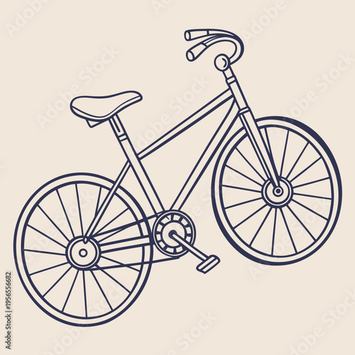 Vintage classic bicycle illustration with hand drawn retro line art style