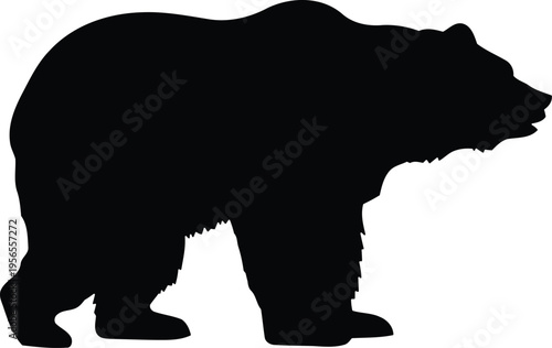 Silhouette bear in natural forestal posture black silhouette