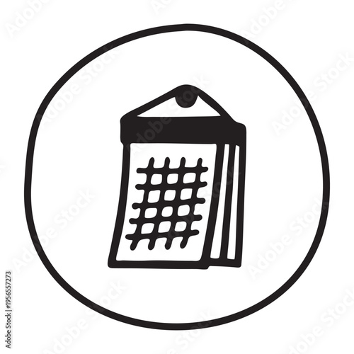 Doodle calendar schedule icon hand drawn with black line in freehand style. Vector illustration isolated on white background