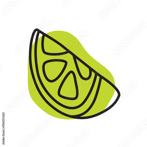 Citrus orange or lemon doodle icon hand drawn with black line in freehand style. Vector illustration isolated on white background
