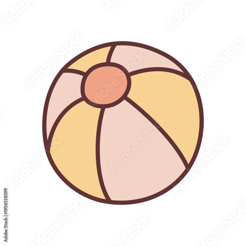 Doodle beach ball icon hand drawn with thin line in minimalistic style and colored. Vector illustration isolated on white background