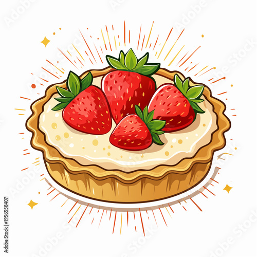 Minimalistisches Erdbeer-Törtchen auf hellem Hintergrund mit Copy Space