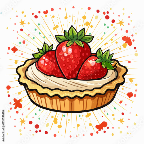 Minimalistisches Erdbeer-Törtchen auf hellem Hintergrund mit Copy Space