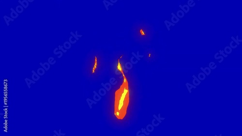 Anime Fire Blue Screen Background 4k. Flame On Blue Background.