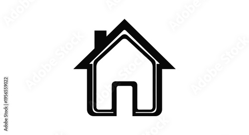 Simple black outline of a house with a chimney a minimalist silhouette