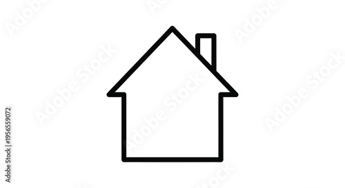 Simple outline of a house with a chimney stark black silhouette