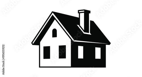 Simple black house graphic with a chimney stark silhouette
