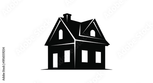Simple black house design with a gable roof stark silhouette
