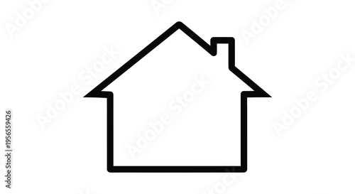 Simple black outline of a house with a gabled roof silhouette