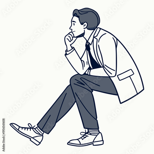 A man sitting and thinking with his hand on his chin