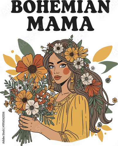 Floral Mama Shirt Comfort Colors Retro Mom Wildflower Gift