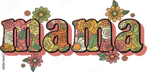 Retro Mom TShirt Wildflowers Mama Comfort Colors Floral Shirt