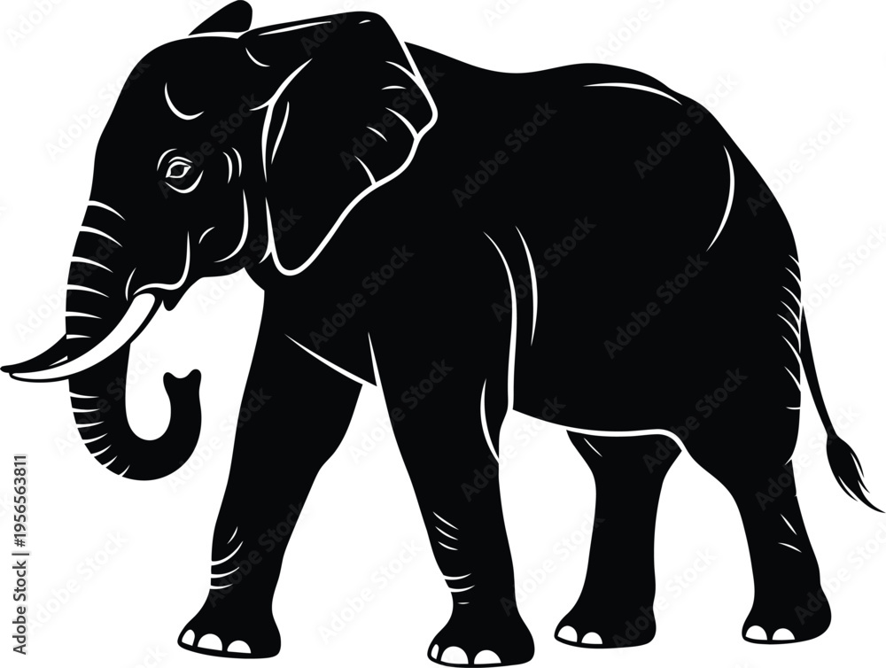 Fototapeta premium Black silhouette of an elephant