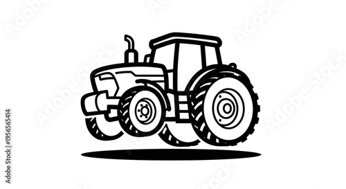 Black line drawing of a tractor