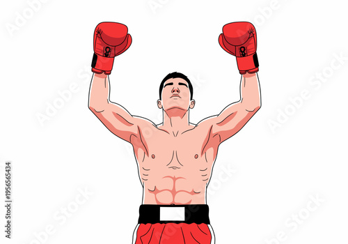 Proud boxing champion closing eyes and enjoying victory moment