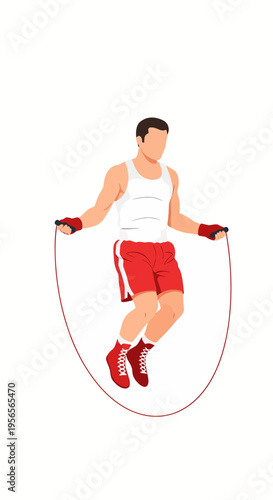 Male boxer jumping rope for cardio and endurance training