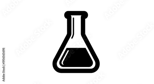 Black and white illustration of a conical flask