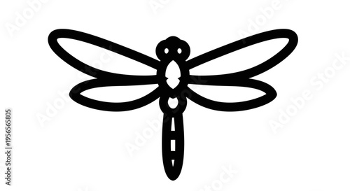 A black dragonfly silhouette